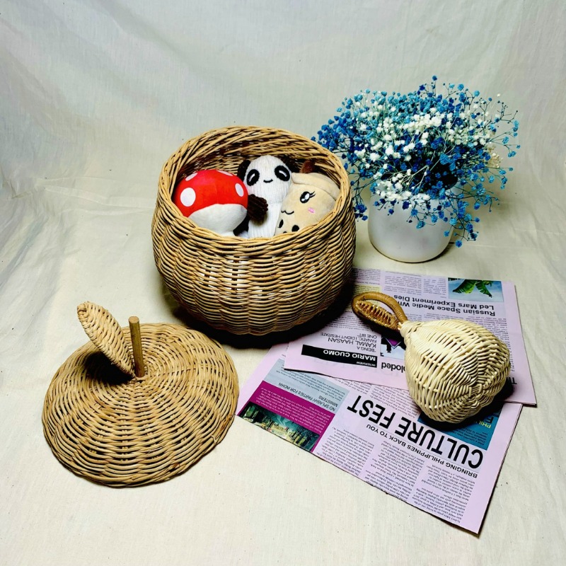 Giỏ Mây Tre Hình Trái Táo