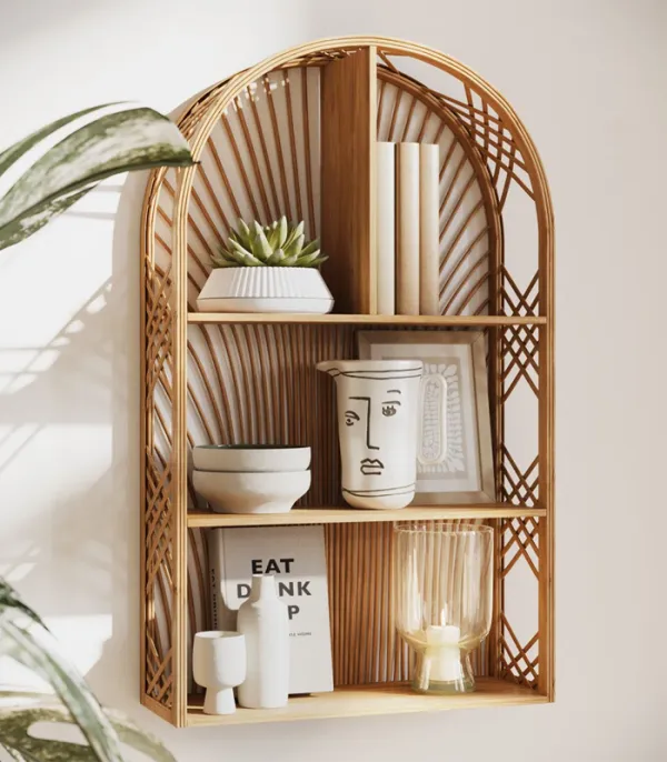 Kệ treo tường boho hình vòm bằng mây Harmony